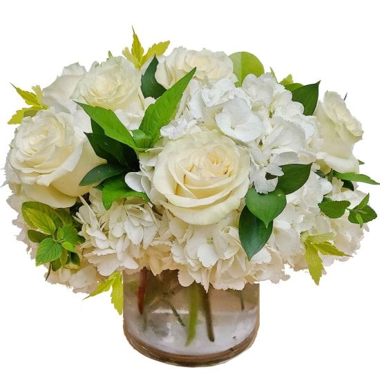 Compact Hydrangea & White Roses - Click Image to Close