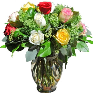 A Dozen Mixed Roses - Click Image to Close